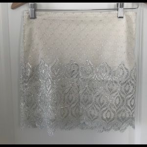 Free people beige foiled mini skirt